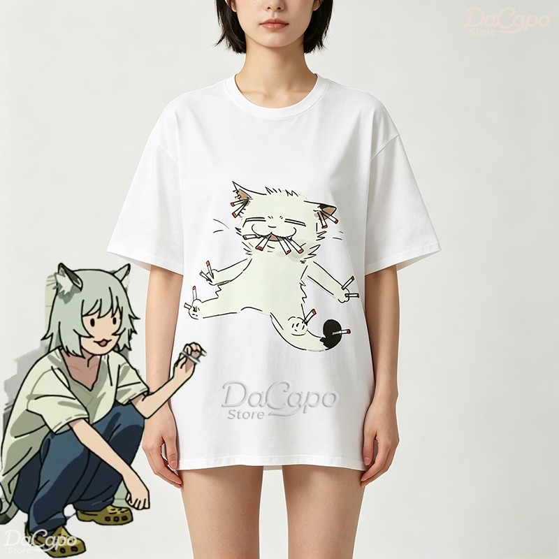 Chainsmoker Cat Yaniko Satou C - Anime Merchandise T Shirt 评论和价格